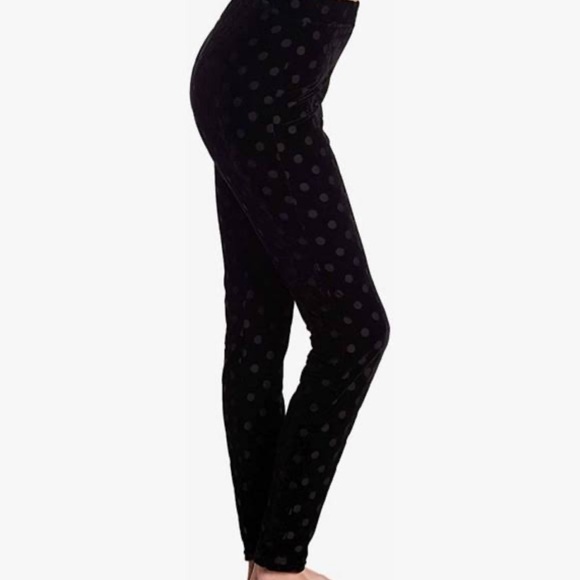 HUE Velvet Polka Dot Black Leggings - Picture 1 of 2